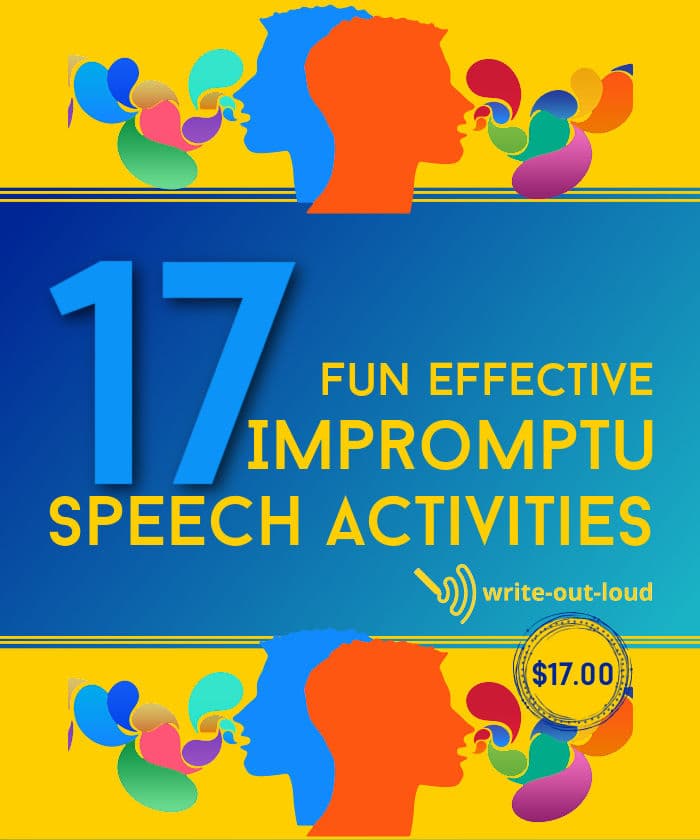 17 fun effective impromptu speech activities - ebook cover - write-out-loud.com
