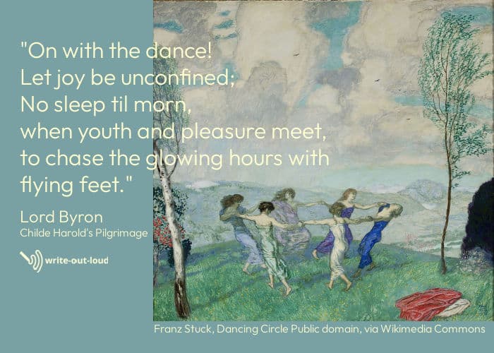 On with the dance - Lord Byron quotation