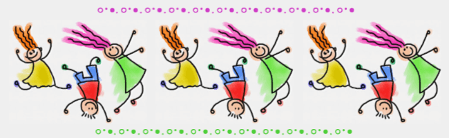 cartoon - a line of happy children