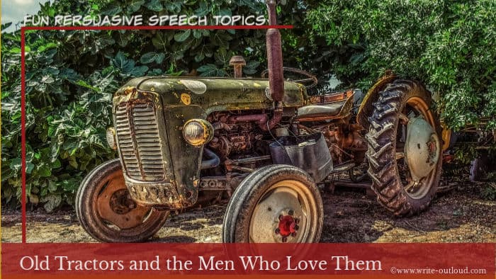 Image - vintage tractor. Text: Old tractors and the men who love them.