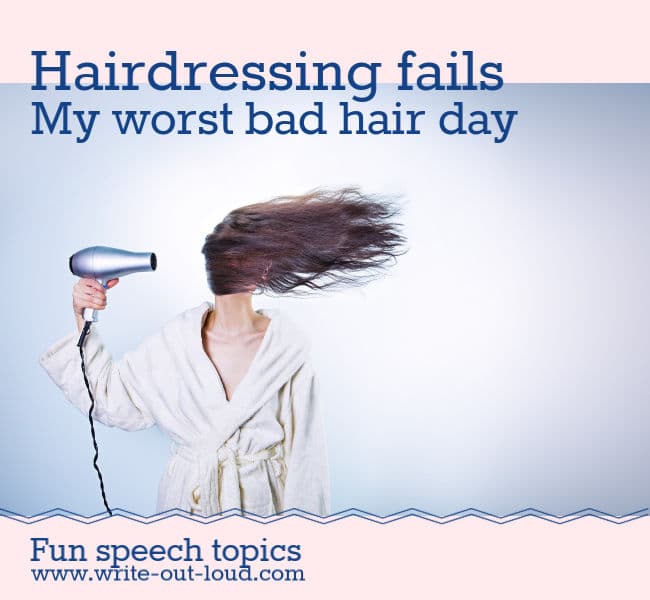 Image: women drying her hair.Text: Hairdressing fails. My worst bad hair day.