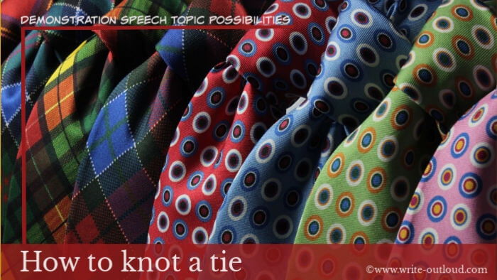 Image: a display of knotted men's ties. Text: How to knot a tie.
