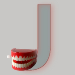 Image: Letter J - with a set of wind-up teeth!