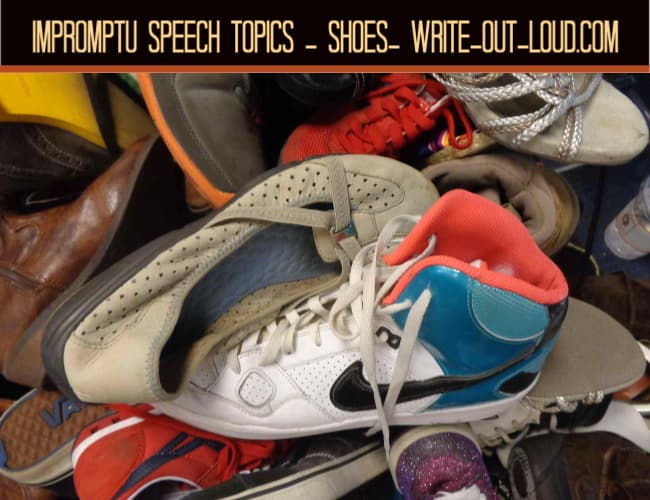 Image: a jumble of shoes- women's, men's, children, sporting ...